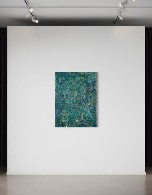 Blue Green Sardines | Framed Giclee Print on Canvas